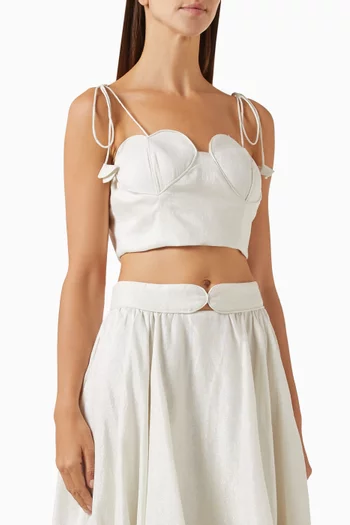 Petalo Crop Top in Linen