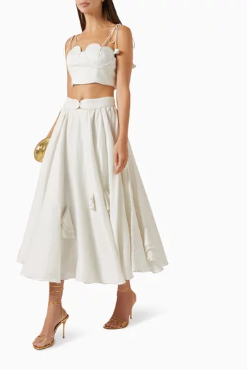 Louloudi Midi Skirt in Linen
