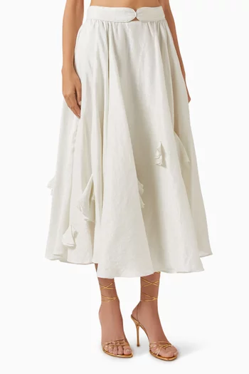 Louloudi Midi Skirt in Linen