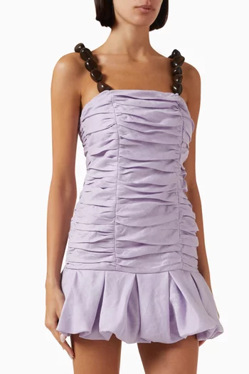 Mila Beaded-strap Ruched Mini Dress
