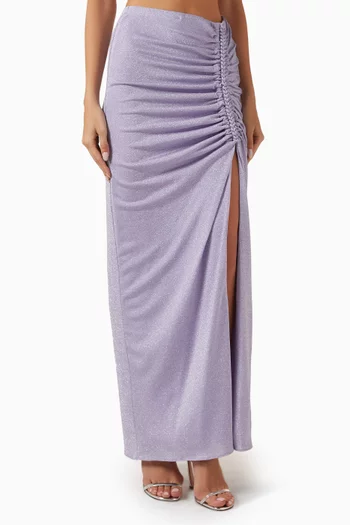 Marina Ruched Maxi Skirt in Metallic-fabric