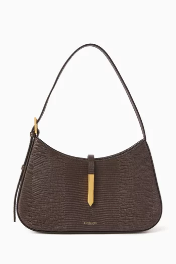 Tokyo Hobo Shoulder Bag in Lizard-effect Leather