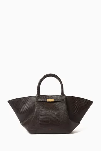 Midi New York Tote Bag in Lizard-effect Leather