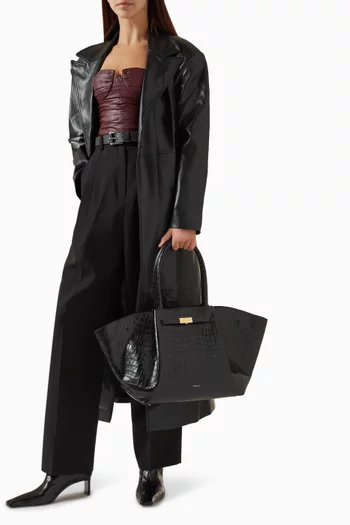 Large New York Tote Bag in Croc-embossed Leather