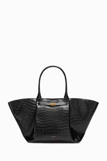 Large New York Tote Bag in Croc-embossed Leather