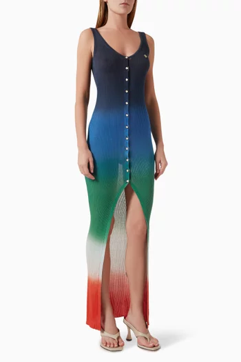 Gradient Rib Maxi Dress in Cotton-blend