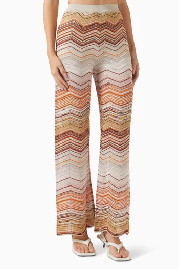 Palazzo Chevron Lamé Pants