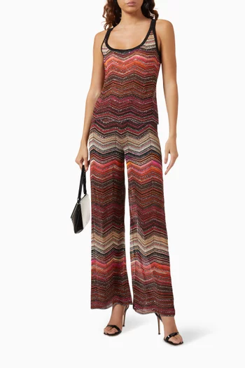 Palazzo Chevron Lamé Pants