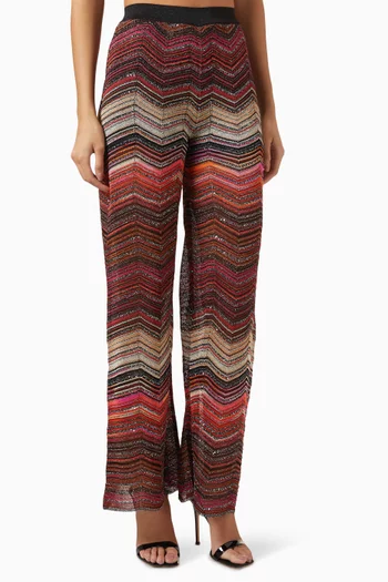 Palazzo Chevron Lamé Pants