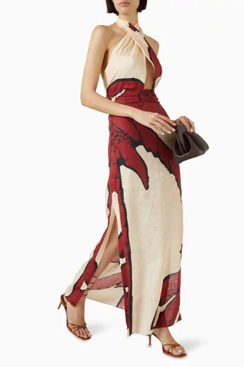 Wonders of the Sea Maxi Dress in Linen