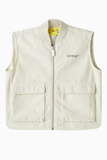 Bookish Diag Zip-through Vest in Cotton
