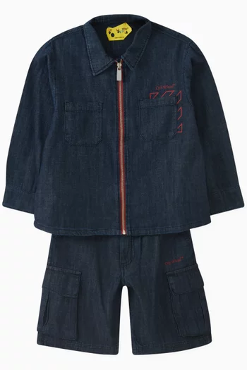 Bookish Diag Shirt Jacket in Denim