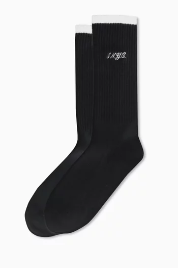 Logo-embroidered Socks in Wool