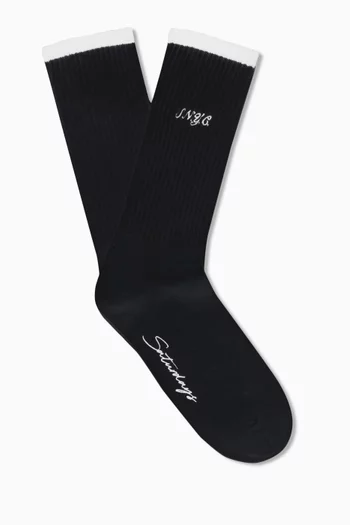 Logo-embroidered Socks in Wool