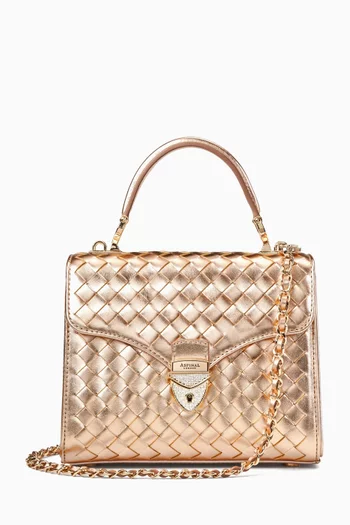 Midi Mayfair® Top-handle Bag in Woven Leather