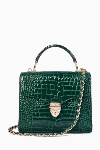 Midi Mayfair® Top-handle Bag in Patent Croc-embossed Leather