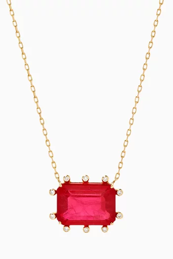 Emerald-cut Ruby & Diamond Necklace in 18kt Gold