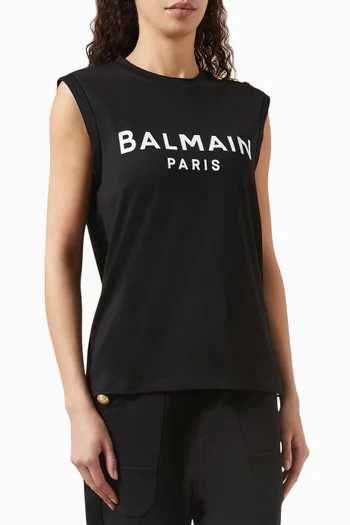 Paris-print Tank Top in Cotton