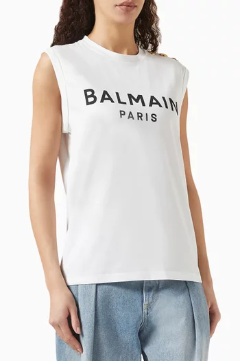 Button Logo Tank Top in Jersey