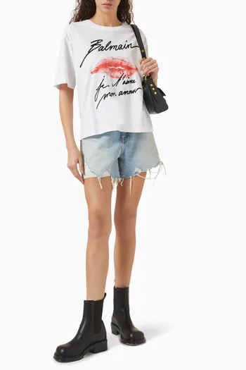 Kiss-print T-shirt in Cotton