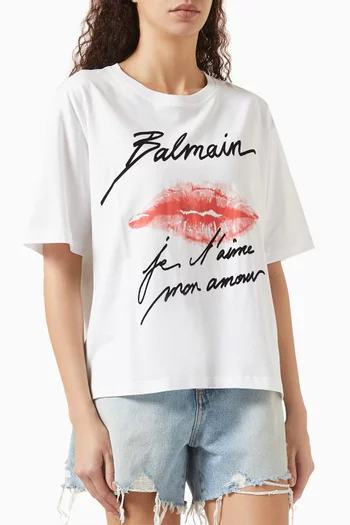 Kiss-print T-shirt in Cotton