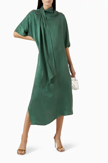 Asymmetrical-neckline Maxi Dress
