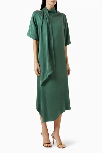 Asymmetrical-neckline Maxi Dress
