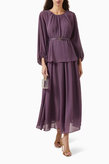 Chain Belt Maxi Dress in Chiffon