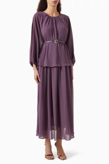 Chain Belt Maxi Dress in Chiffon
