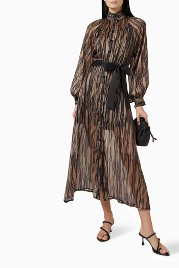 Tie-up Belt Midi Dress