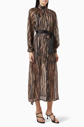 Tie-up Belt Midi Dress