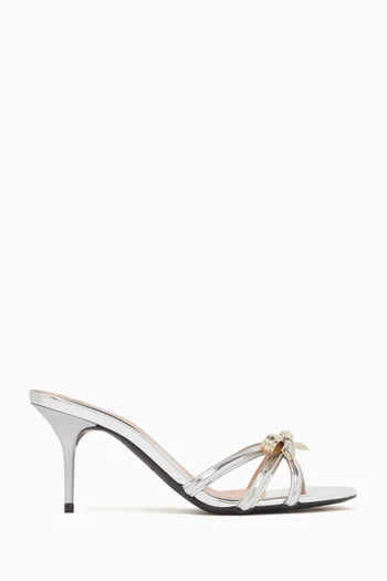 Bow 65 Mule Sandals in Metallic Leather