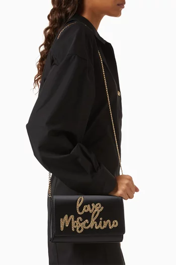 Logo Crystal-embellished Crossbody Bag