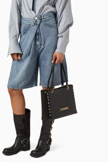 Studded Shopper Bag in Faux Leather