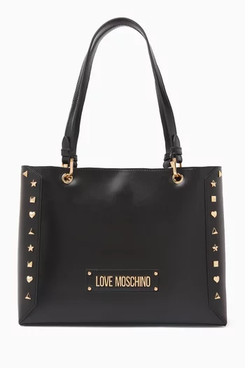 Studded Shopper Bag in Faux Leather