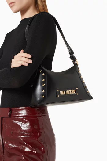 Studded Shoulder Bag in Faux Leather