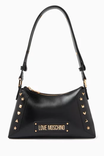 Studded Shoulder Bag in Faux Leather
