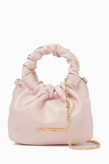 Small Ruched Top-handle Bag in Faux Leather