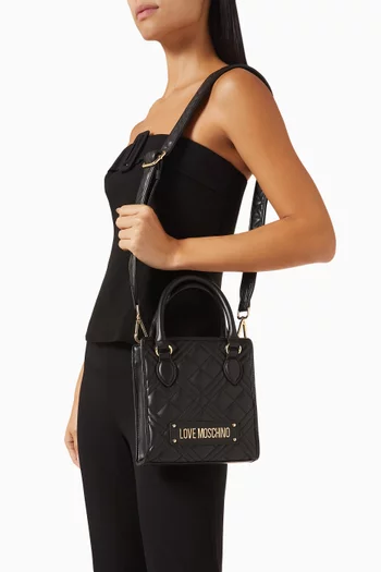 Quilted Top-handle Bag in Faux Leather