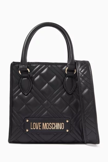 Quilted Top-handle Bag in Faux Leather