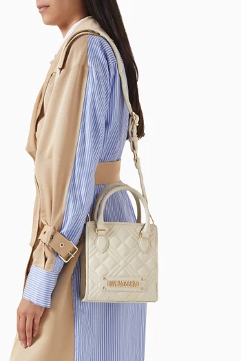 Quilted Top-handle Bag in Faux Leather