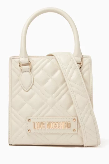 Quilted Top-handle Bag in Faux Leather
