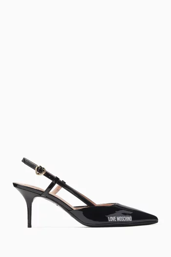 Buy Love Moschino Black Logo 65 Slingback Pumps in Patent Leather For Women Online Ounass UAE