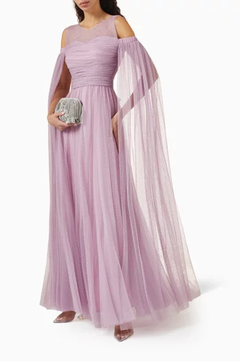 Ruched Maxi Dress in Tulle