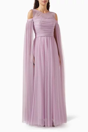 Ruched Maxi Dress in Tulle