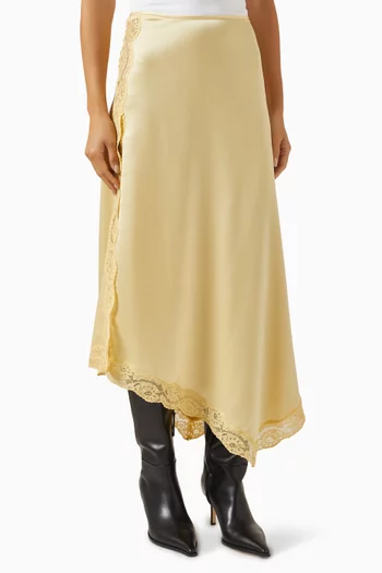 Stacia Midi Skirt in Satin