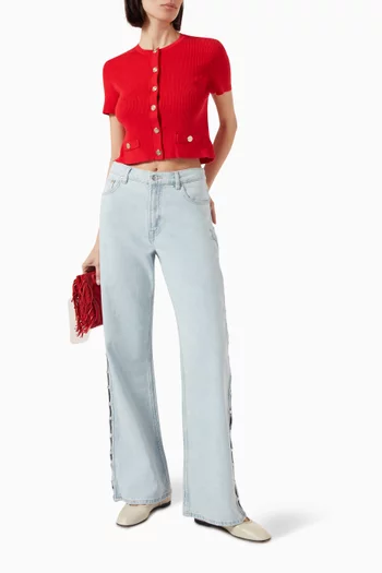 Crop Knit Cardigan in Cotton Blend
