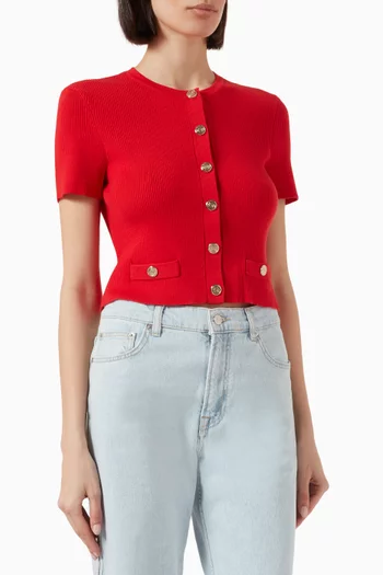Crop Knit Cardigan in Cotton Blend