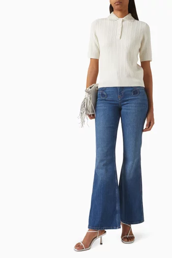 Embellished Polo Shirt in Wool Blend