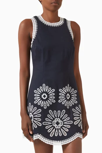 Embroidered Mini Dress in Cotton-blend